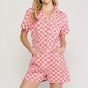 Pink Checkered Romper